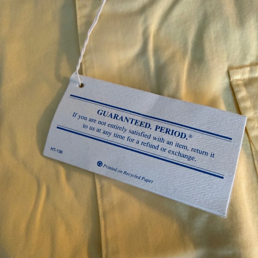 Lands End Mens Yellow Long Sleeve Button Down Utility Shirt HT-138 NWT